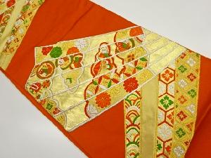 檜扇に花々・古典柄模様織出し袋帯